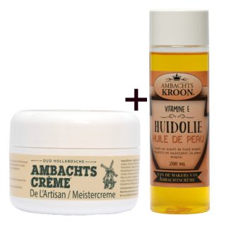 1x Ambachtscreme 200ml pot + 1x Ambachtskroon Vit. E huidolie 200ml
