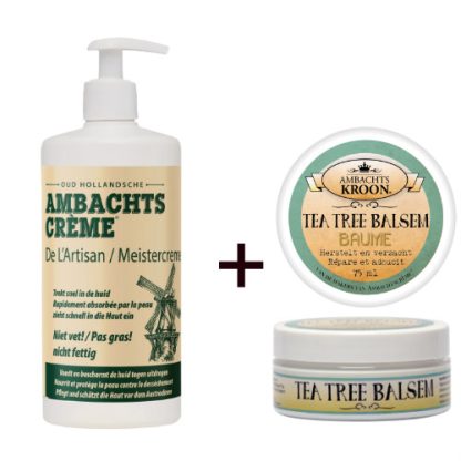 1x Ambachtscrème 450ml + 1x tea tree balsem bij huiduitslag