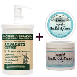1 x pomp 1000ml Ambachtscreme en 1 Arnica Sport Massageolie 200ml