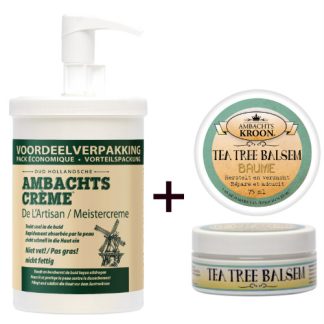 1x Ambachtscrème 1000ml+1x tea tree balsem tegen acne en huiduitslag