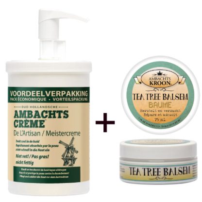 1x Ambachtscrème 1000ml+1x tea tree balsem tegen acne en huiduitslag