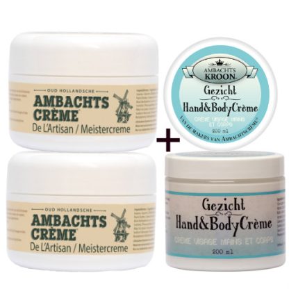 2x Ambachtscreme 200ml potten + 1x pot Gezicht, Hand & Bodycrème