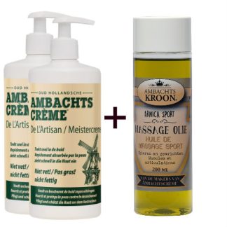 2x pomp 450ml Ambachtscreme + 1 x Arnica Sport Massage olie