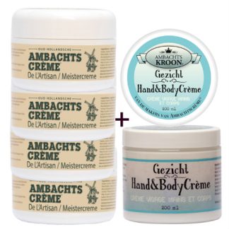 4 potten Ambachtscreme + 1x pot Gezicht, hand & Bodycrème