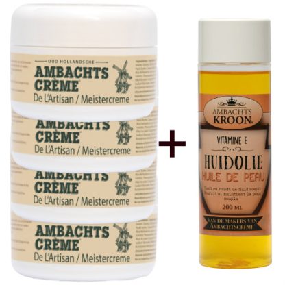 4 potten Ambachtscreme + 1x  Vitamine E huidolie 200ml