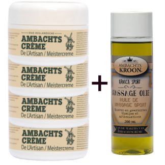 4 potten Ambachtscreme + 1x Arnica Sport Massageolie 200ml
