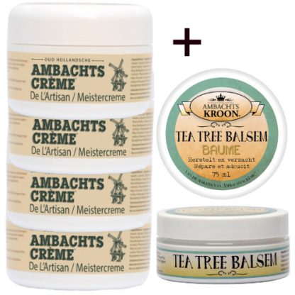 4 potten Ambachtscreme + 1x  Tea Tree balsem 75ml