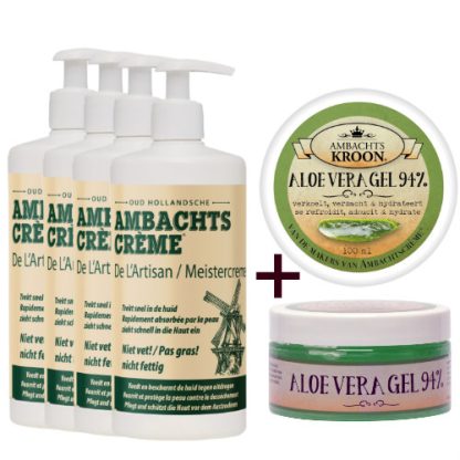 4x pomp 450ml + 1 x Aloe Vera Gel 100ml