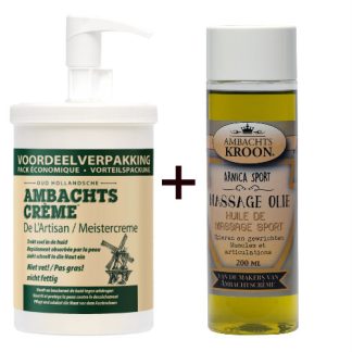 1x Ambachtscreme 1000ml + 1x Arnica Sport Massageolie 200ml