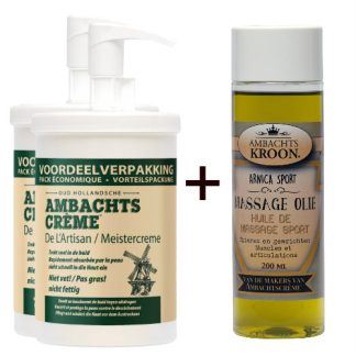 2x Ambachtscreme 1000ml + 1x Sport Massageolie 200ml