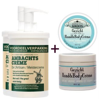 "2x Ambachtscreme 1000ml + 1x  Gezicht,Hand en Bodycreme 200ml