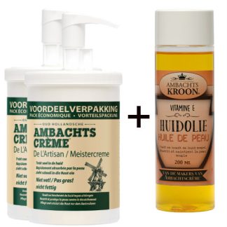 2x Ambachtscreme 1000ml + 1x  Vitamine E Huidolie 200ml
