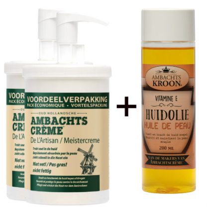 2x Ambachtscreme 1000ml + 1x  Vitamine E Huidolie 200ml