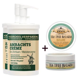 2x Ambachtscreme 1000ml + 1 x Tea Tree balsem 75ml
