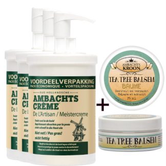 3x pomp 1000ml Ambachtscreme + 1 x Tea Tree Balsem 75ml